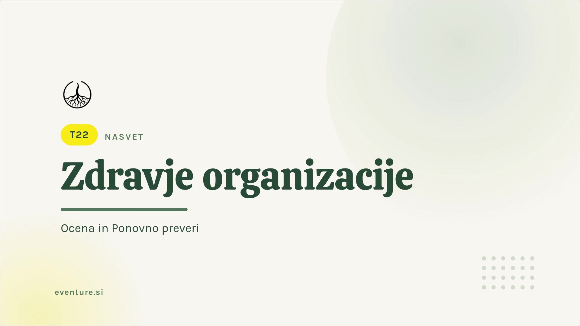 Nasvet: ponovno preveri zdravje organizacije